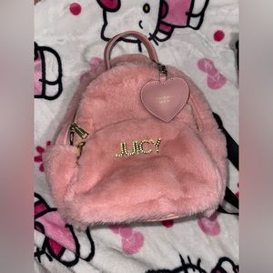 Pink faux fur juicy couture backpack
